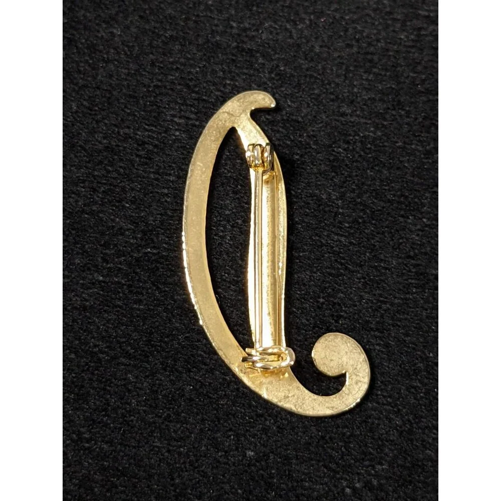 Vintage Gold Tone Initial Letter‎ D Pin Brooch